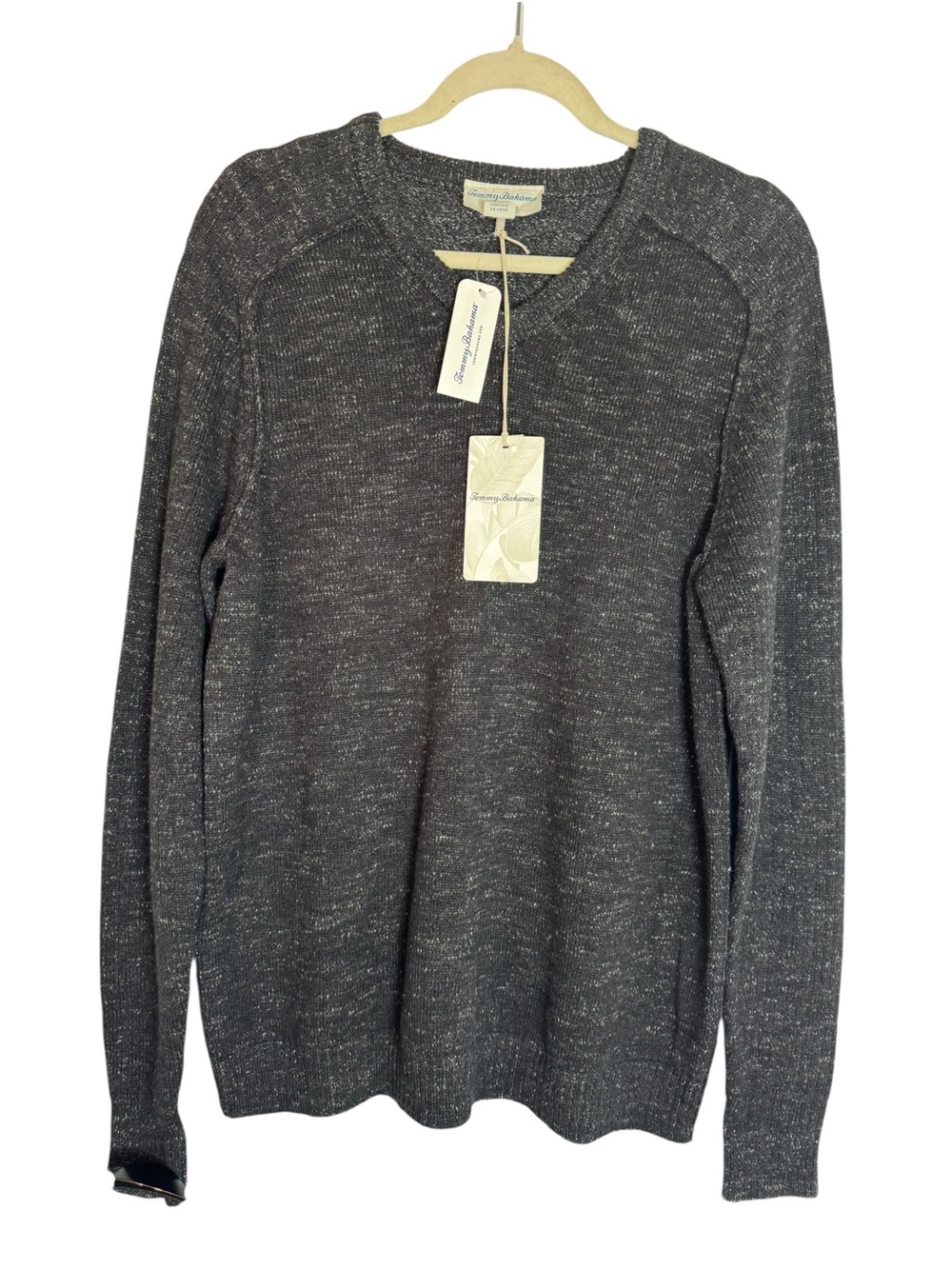 NWT Tommy Bahama Men’s Reversible Charcoal Marled V-Neck Medium Sweater